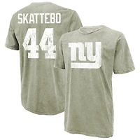 Men's Majestic Threads Cam Skattebo Moss Green New York Giants Mineral Wash Name & Number T-Shirt
