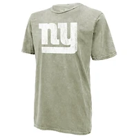 T-shirt Majestic Threads Jaxson Dart vert mousse New York Giants, délavage minéral, nom et numéro