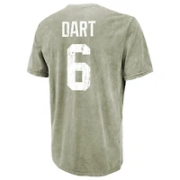 T-shirt Majestic Threads Jaxson Dart vert mousse New York Giants, délavage minéral, nom et numéro