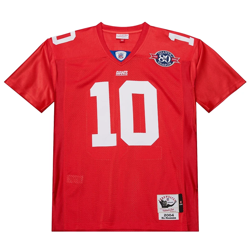 Maillot de joueur retraité authentique Mitchell & Ness Eli Manning rouge New York Giants 2004 pour homme