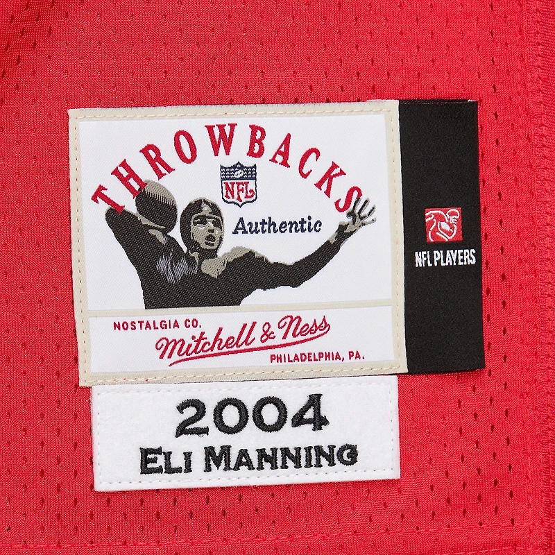 Maillot de joueur retraité authentique Mitchell & Ness Eli Manning rouge New York Giants 2004 pour homme