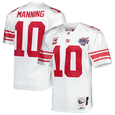 Maillot de joueur retraité authentique Mitchell & Ness Eli Manning blanc des New York Giants 2007 pour hommes