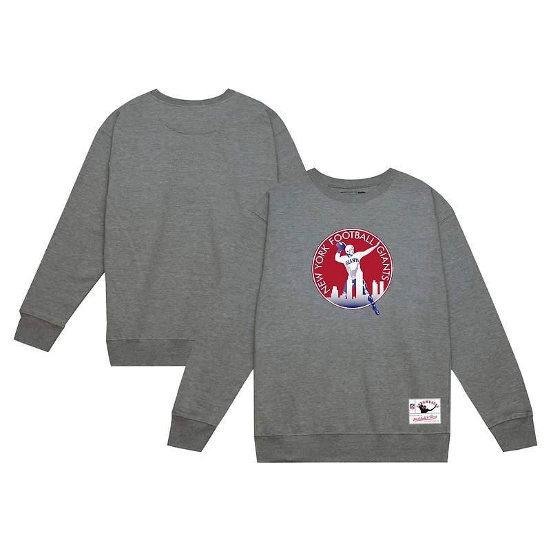 Sweat-shirt en molleton basique gris chiné Mitchell & Ness pour homme des New York Giants