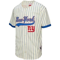 Maillot de baseball boutonné en maille crème Mitchell & Ness Lawrence Taylor pour homme, New York Giants, avec nom et numéro