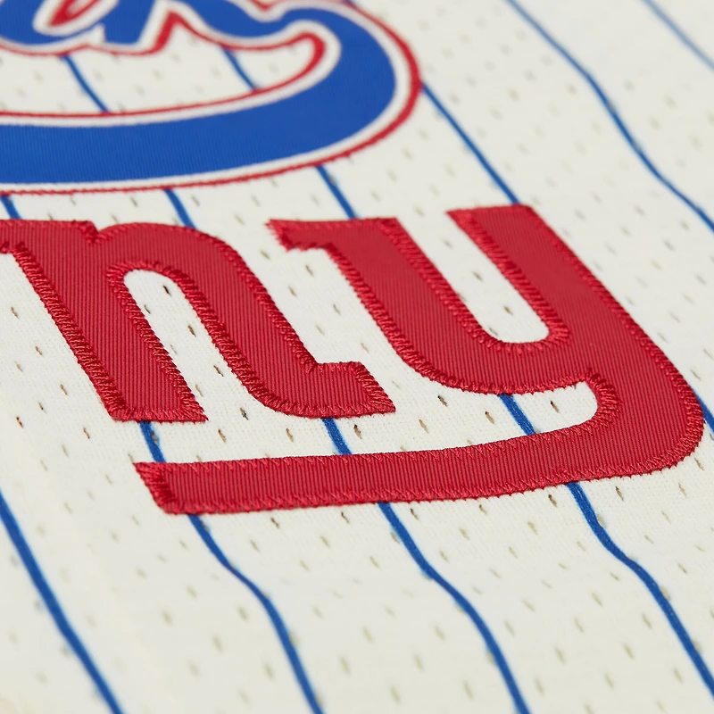 Men's Mitchell & Ness Lawrence Taylor Cream New York Giants Name Number Mesh Button-Up Baseball Jersey