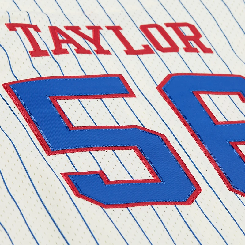 Maillot de baseball boutonné en maille crème Mitchell & Ness Lawrence Taylor pour homme, New York Giants, avec nom et numéro