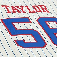 Maillot de baseball boutonné en maille crème Mitchell & Ness Lawrence Taylor pour homme, New York Giants, avec nom et numéro