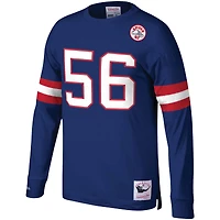 Mitchell & Ness Lawrence Taylor Royal New York Giants T-shirt à manches longues pour hommes, coupe et couture, nom numéro du joueur
