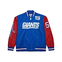 Men's Mitchell & Ness Lawrence Taylor Royal New York Giants Retired Player Graphic Full-Zip Satin Jacket