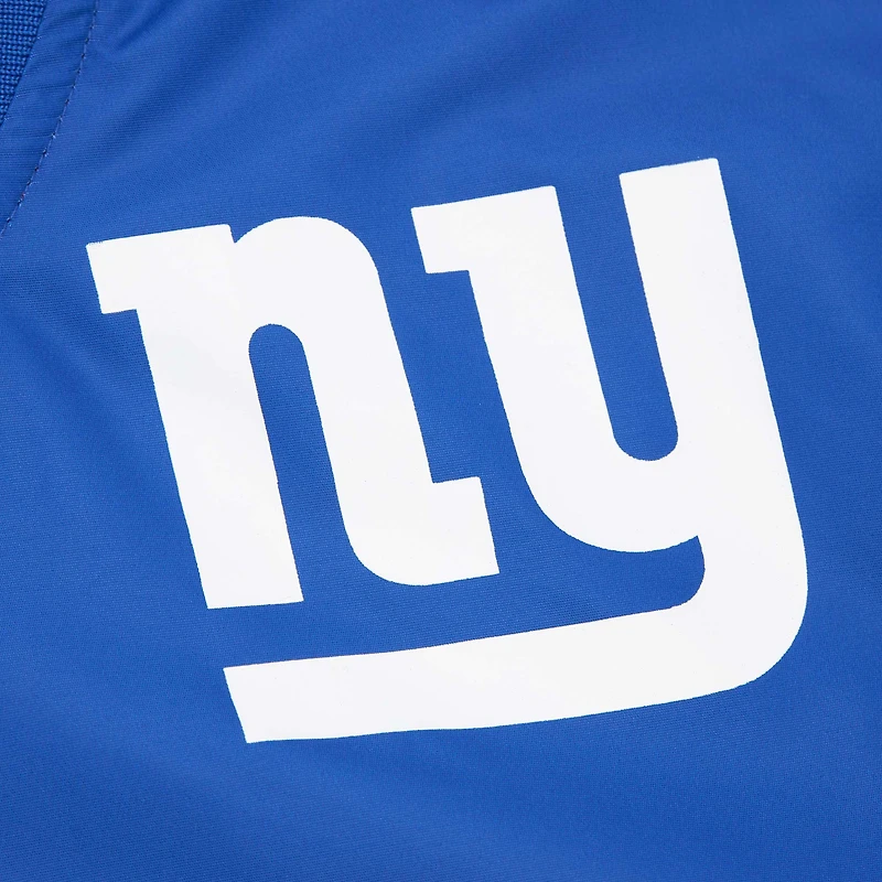 Veste en satin entièrement zippée à motif joueur retraité Lawrence Taylor Royal de Mitchell & Ness pour homme des New York Giants