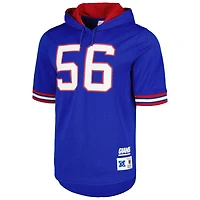 T-shirt à capuche en maille pour homme Mitchell & Ness Lawrence Taylor Royal New York Giants avec nom et numéro de joueur retraité