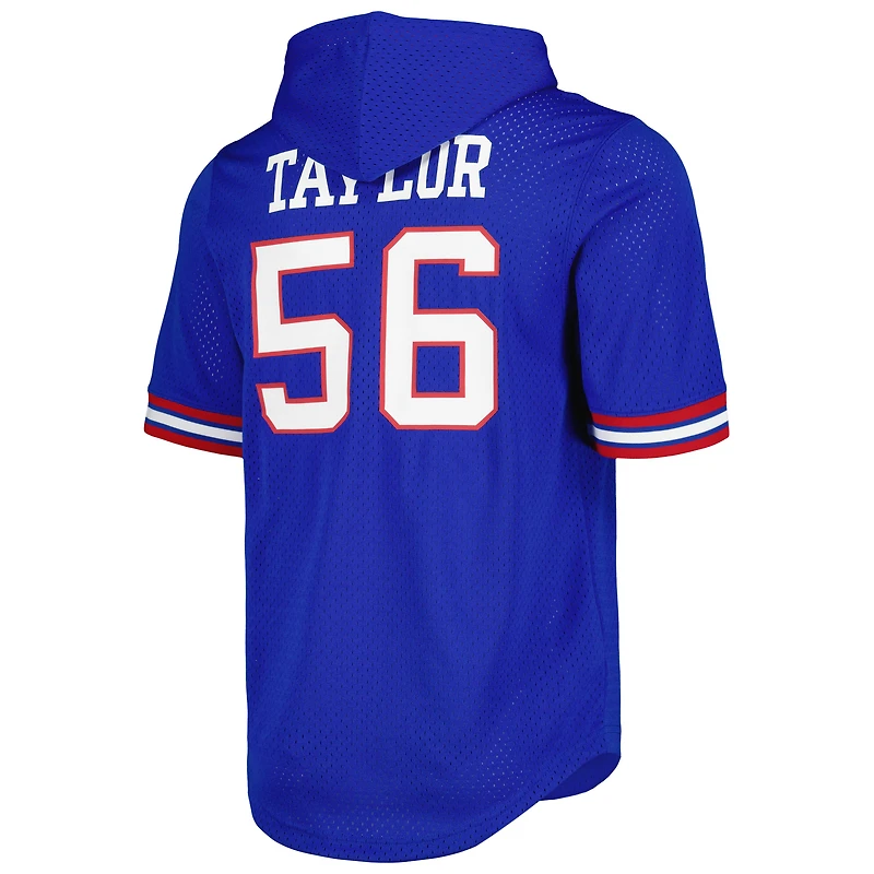 T-shirt à capuche en maille pour homme Mitchell & Ness Lawrence Taylor Royal New York Giants avec nom et numéro de joueur retraité