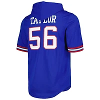T-shirt à capuche en maille pour homme Mitchell & Ness Lawrence Taylor Royal New York Giants avec nom et numéro de joueur retraité