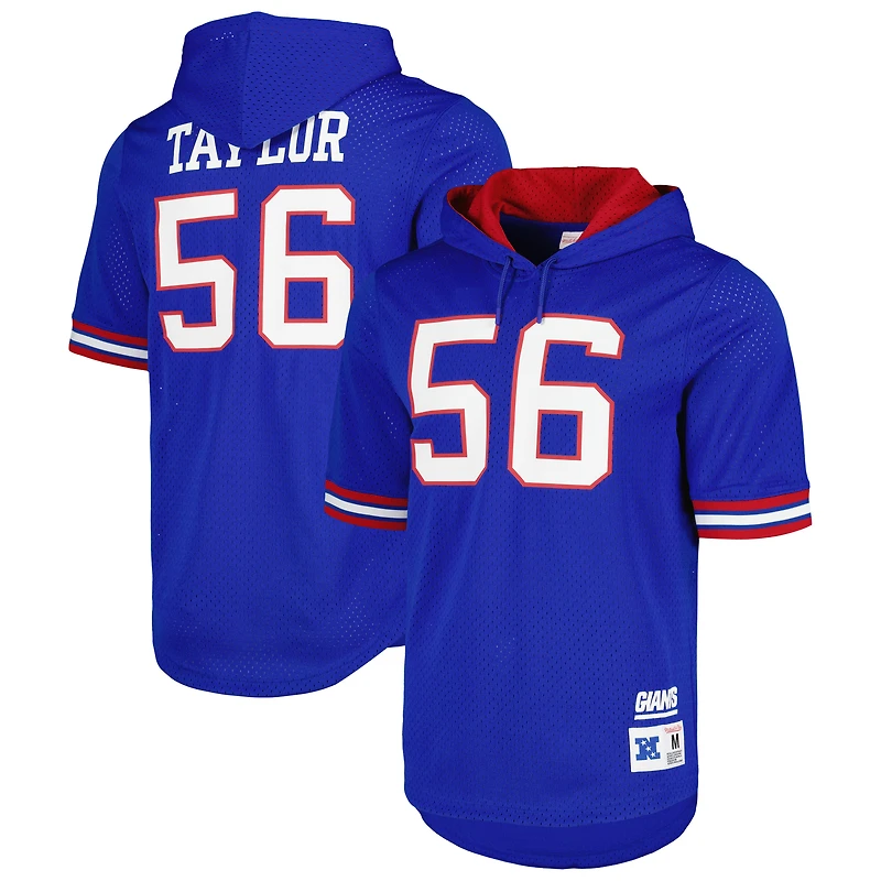 T-shirt à capuche en maille pour homme Mitchell & Ness Lawrence Taylor Royal New York Giants avec nom et numéro de joueur retraité