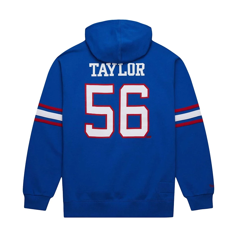 Sweat à capuche pour homme Mitchell & Ness Lawrence Taylor Royal New York Giants avec nom et numéro de joueur retraité