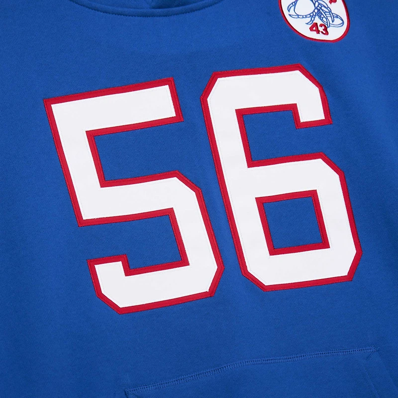 Sweat à capuche pour homme Mitchell & Ness Lawrence Taylor Royal New York Giants avec nom et numéro de joueur retraité
