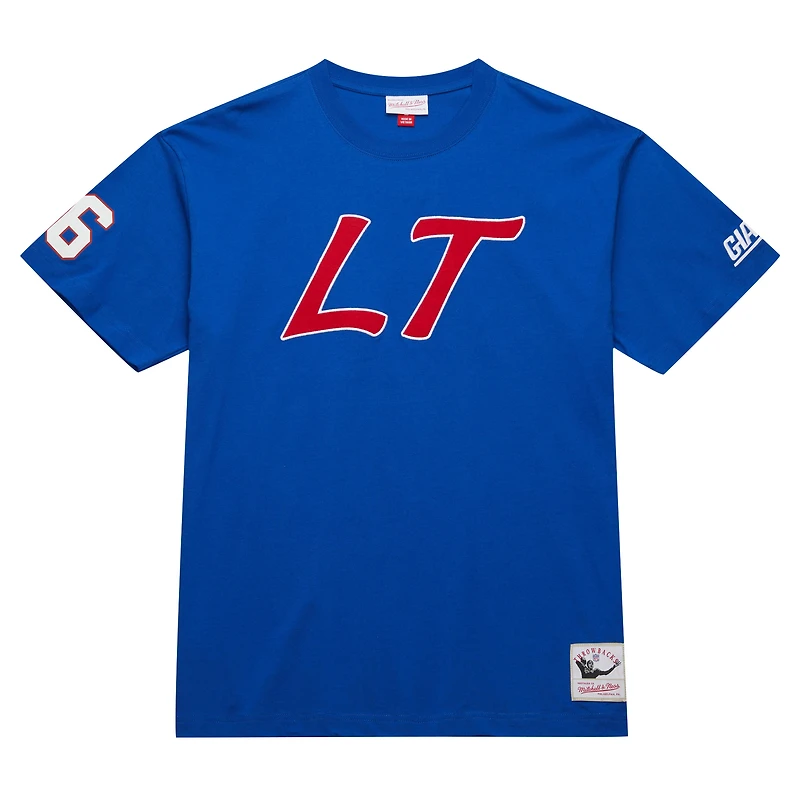 T-shirt surnom de joueur retraité Mitchell & Ness Lawrence Taylor Royal New York Giants pour hommes