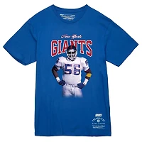 T-shirt pour homme Mitchell & Ness Lawrence Taylor Royal New York Giants, joueur retraité, Sideline