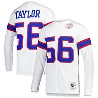 Haut à manches longues blanc Mitchell & Ness Lawrence Taylor des Giants de New York pour hommes, nom et numéro du joueur retraité