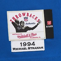 Maillot authentique rétro Mitchell & Ness Michael Strahan Royal des Giants de New York 1994, porté par un joueur retraité.