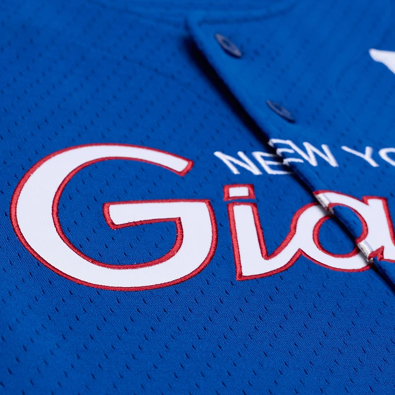 Maillot de mode Mitchell & Ness Royal New York Giants Head Coach en maille à boutons pour homme