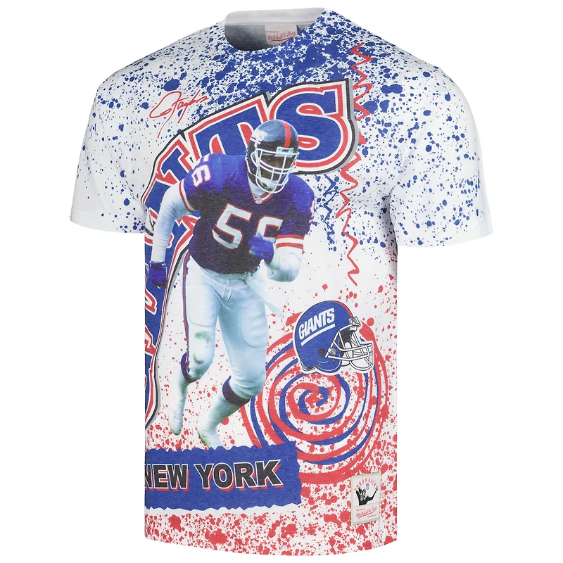 Men's Mitchell & Ness White New York Giants Retired Player Name Number Burst T-Shirt