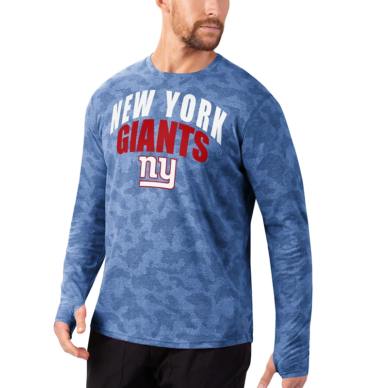 Men's MSX by Michael Strahan Royal New York Giants Camo Performance Long Sleeve T-Shirt