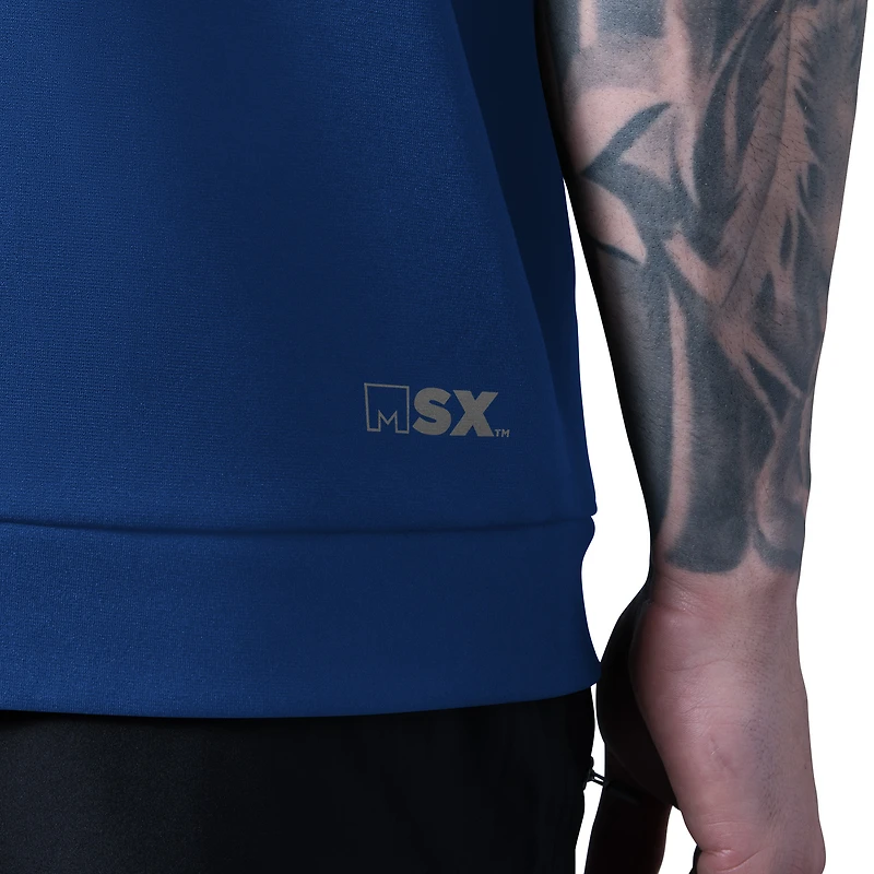 Men's MSX by Michael Strahan Royal New York Giants Tri-Blend Rebound Sleeveless Hoodie