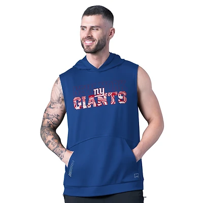 Sweat à capuche sans manches MSX by Michael Strahan Royal New York Giants Tri-Blend Rebound pour homme