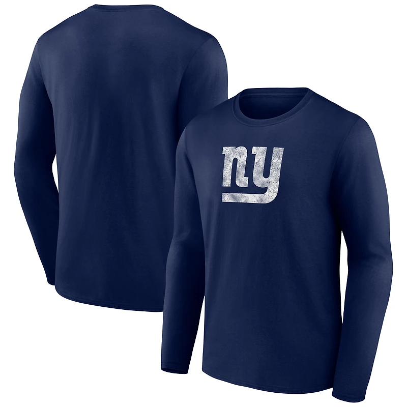 Men's  Navy New York Giants Throwback Logo Long Sleeve T-Shirt