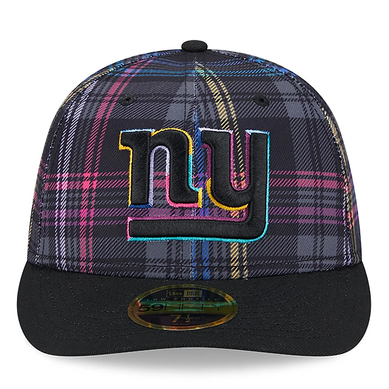 Casquette ajustée 59FIFTY à profil bas carreaux NFL Crucial Catch 2024 New Era pour homme, noire, des York Giants
