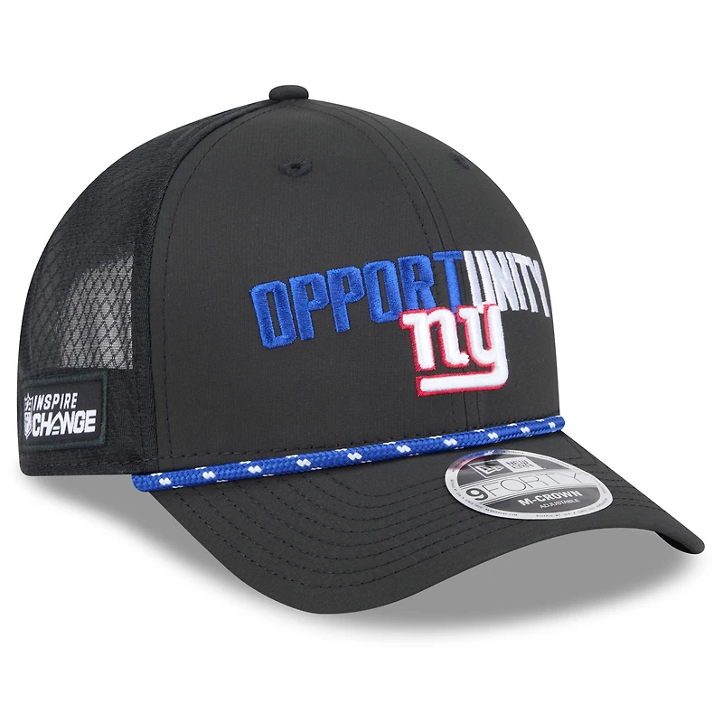 Casquette ajustable New Era noire pour homme New York Giants 2025 Inspire Change 9FORTY M-Crown