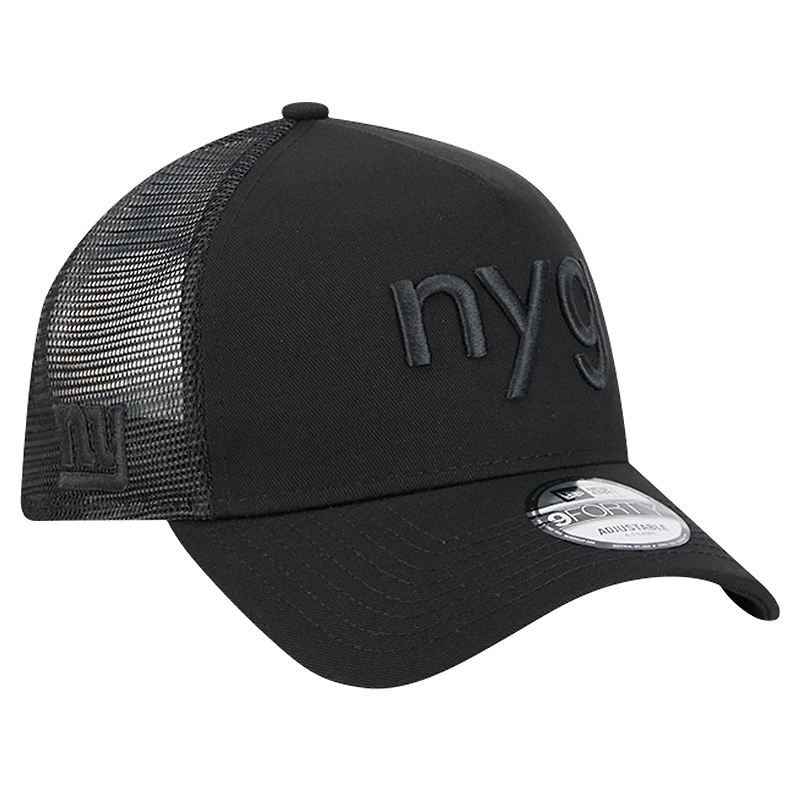 Men's New Era Black New York Giants Domain 9FORTY A-Frame Trucker Adjustable Hat