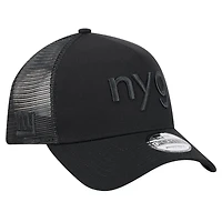 Men's New Era Black New York Giants Domain 9FORTY A-Frame Trucker Adjustable Hat