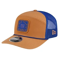 Casquette trucker ajustable New Era marron/bleu roi New York Giants, modèle 9SEVENTY, avec écusson de l'équipe.