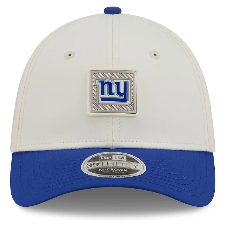 Casquette New Era Flex crème/bleu roi York Giants, camp d'entraînement NFL 2026, modèle 39THIRTY.