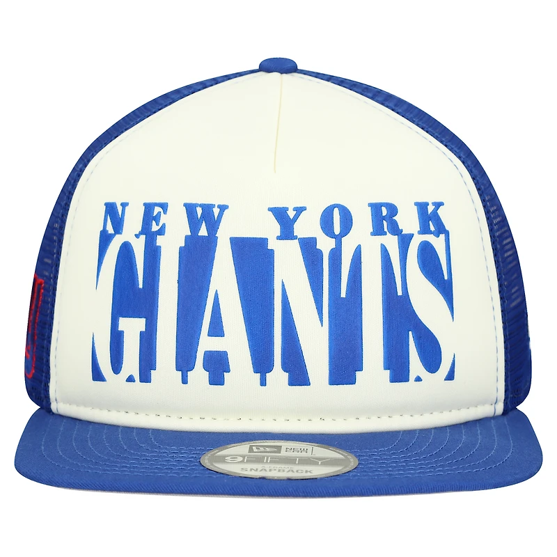 Men's New Era Cream/Royal New York Giants  Cutout A-Frame 9FIFTY Snapback Hat
