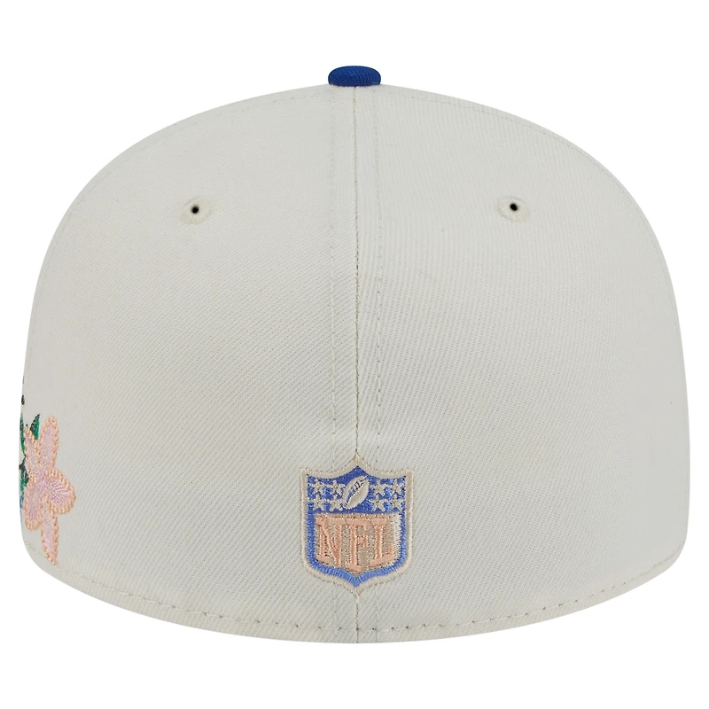 Men's New Era Cream/Royal York Giants Tonal Floral 59FIFTY Fitted Hat