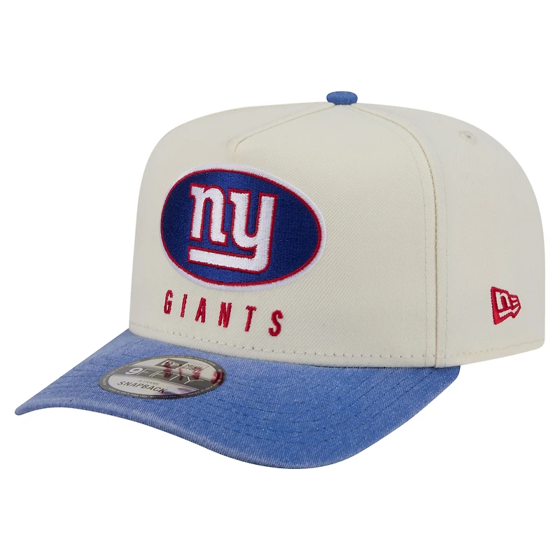 Men's New Era Cream/Royal New York Giants Washed A-Frame 9FIFTY Snapback Hat