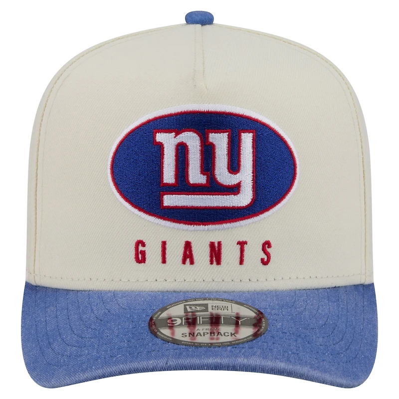 Men's New Era Cream/Royal New York Giants Washed A-Frame 9FIFTY Snapback Hat