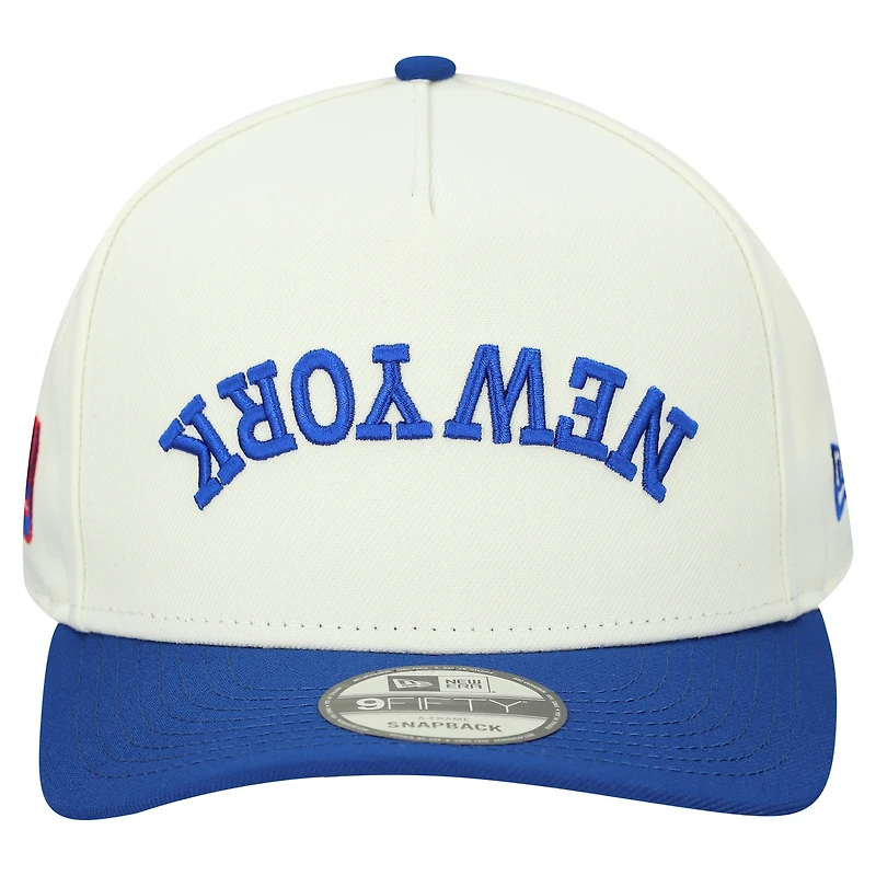 Men's New Era Cream New York Giants Upside Down 9FIFTY A-Frame Snapback Hat