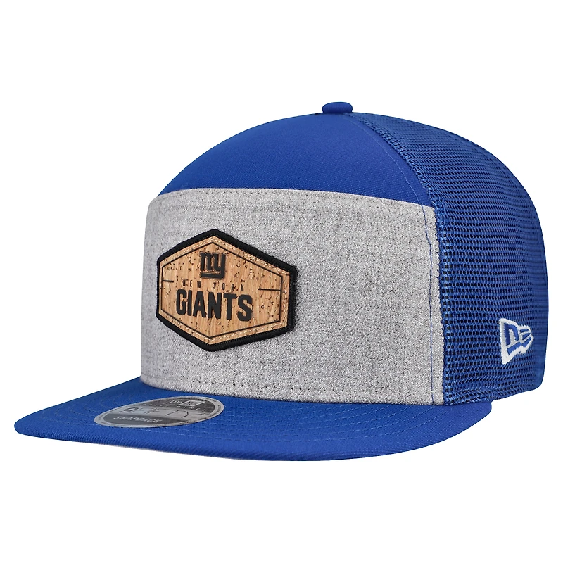 Men's New Era  Gray/Royal New York Giants Cork Split Panel 9FIFTY Trucker Snapback Hat
