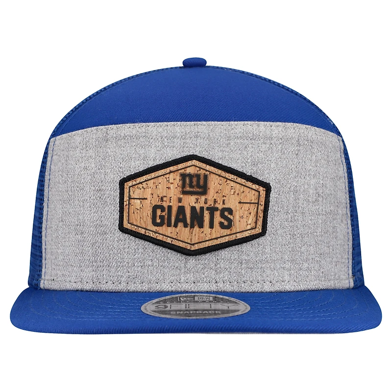 Casquette snapback New Era grise/bleu marine New York Giants 9FIFTY à panneau fendu en liège pour homme