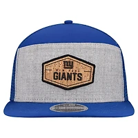 Casquette snapback New Era grise/bleu marine New York Giants 9FIFTY à panneau fendu en liège pour homme