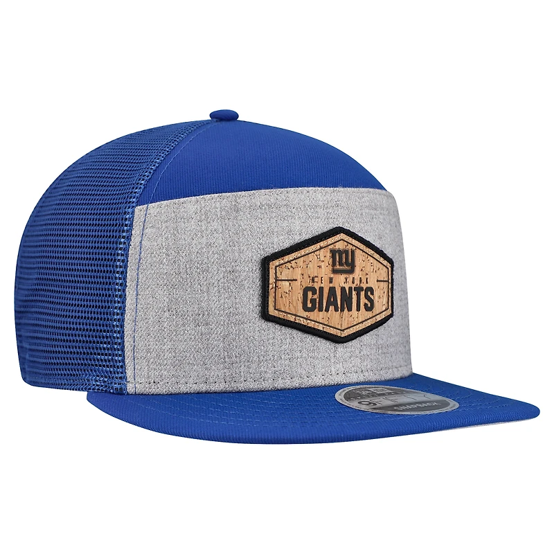 Casquette snapback New Era grise/bleu marine New York Giants 9FIFTY à panneau fendu en liège pour homme
