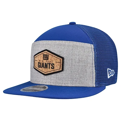 Men's New Era  Gray/Royal New York Giants Cork Split Panel 9FIFTY Trucker Snapback Hat