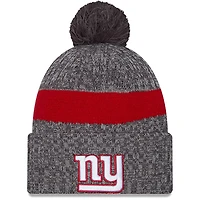 Bonnet en tricot à pompon à revers New Era pour hommes, gris, New York Giants 2023 Sideline Sport