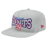 Casquette de golf ajustable en velours côtelé New Era pour homme, motif New York Giants, gris