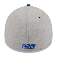 Men's New Era Heather Gray/Royal York Giants Striped 39THIRTY Flex Hat