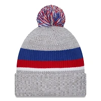 Bonnet en tricot à revers New Era pour hommes, gris chiné, New York Giants, avec pompon